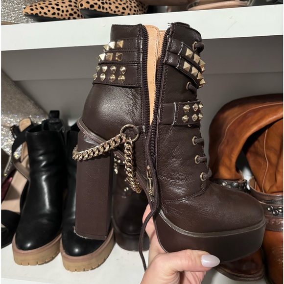 Jessica Simpson brand platform leather combat boots - Picture 3 of 3